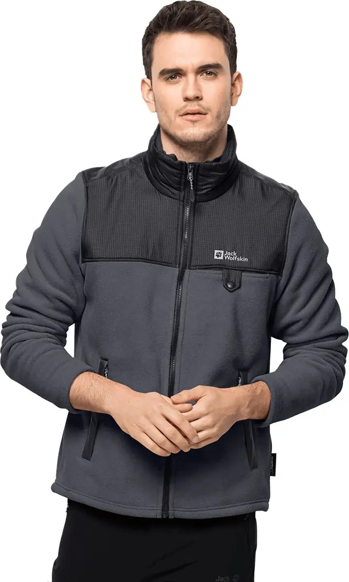 Jack Wolfskin Dna Grizzly Fleece FZ Heren Outdoor Jas - Zwart - afbeelding 2 van 4