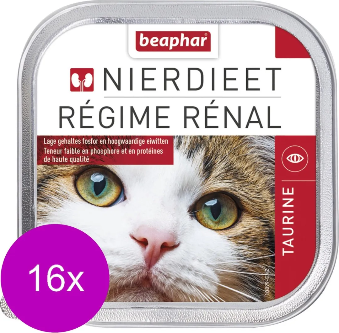 Beaphar Nierdieet Kattenvoer Nat Naturel 100g - 16 Stuks