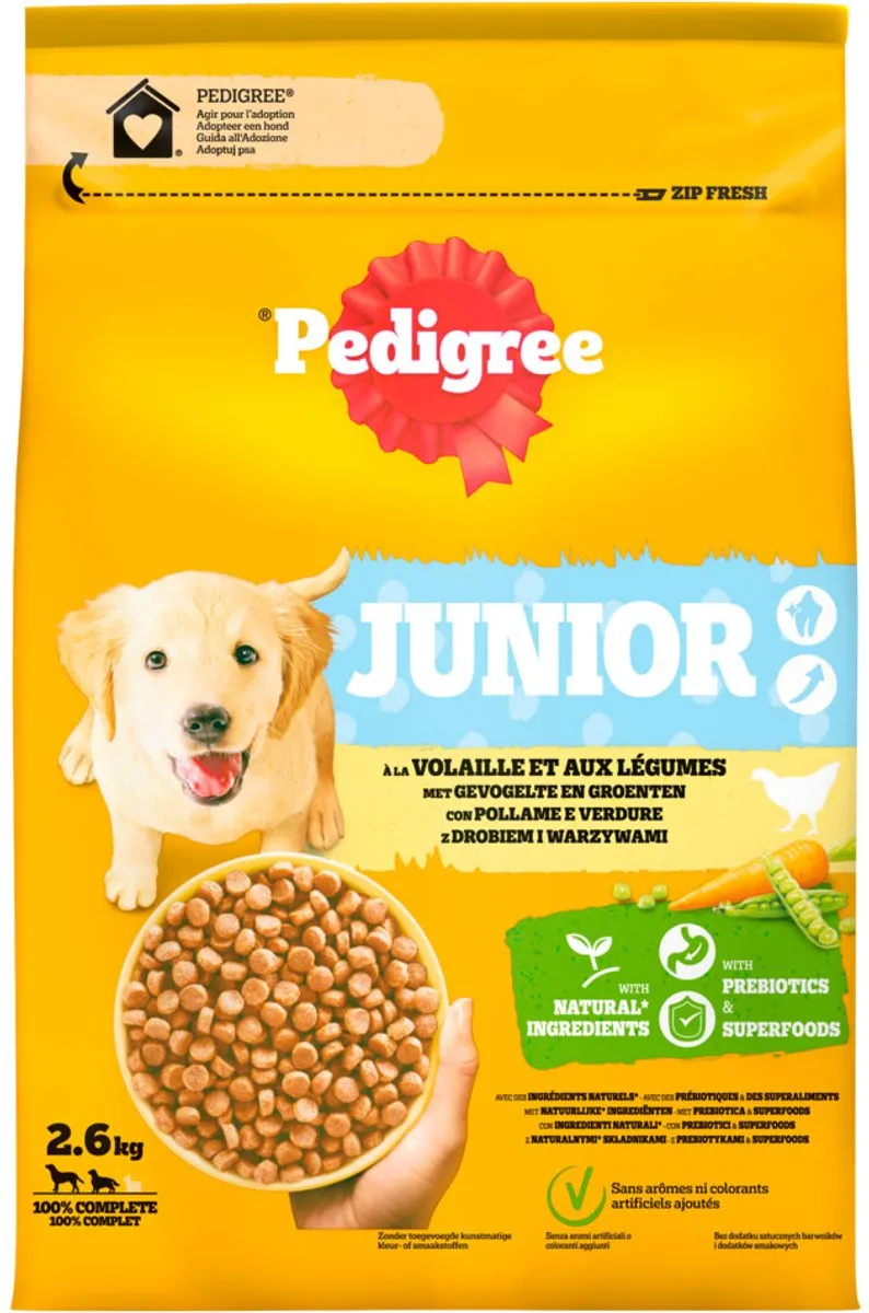 Pedigree Hondenvoer Hondenbrokken Junior Kip - 3 x 2,6 kg - Voordeelverpakking