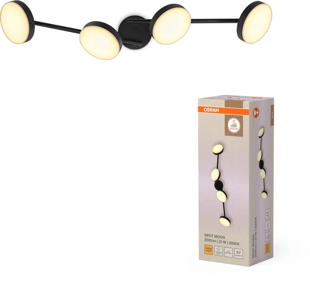 Osram Decor Spot Moon 4Spot 21W LED - 4 Koppen - Zwart