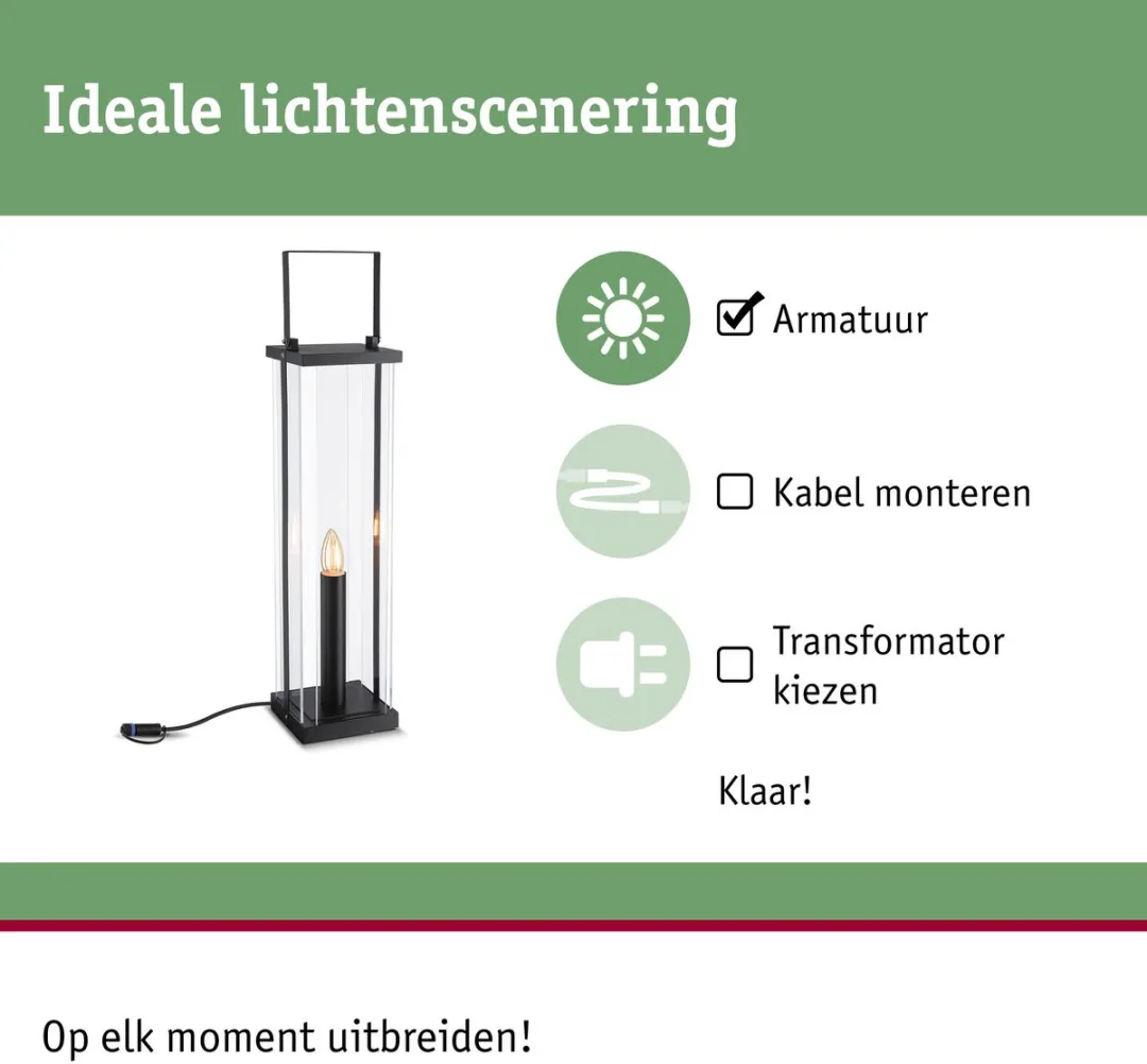 Paulmann Plug & Shine Lantaarn Classic 2W - Antraciet