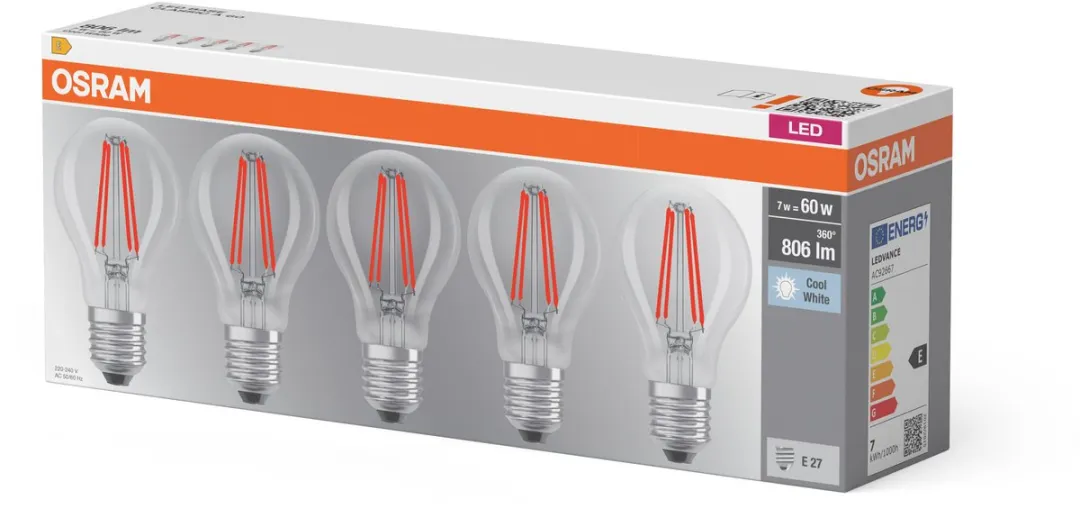 Osram LED-lamp E27 6.5W Neutraalwit - 5 Stuks