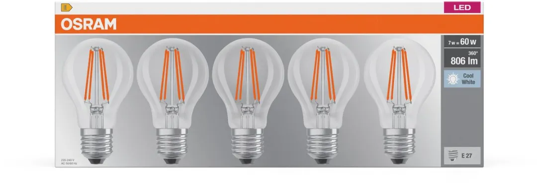 Osram LED-lamp E27 6.5W Neutraalwit - 5 Stuks - afbeelding 6 van 6