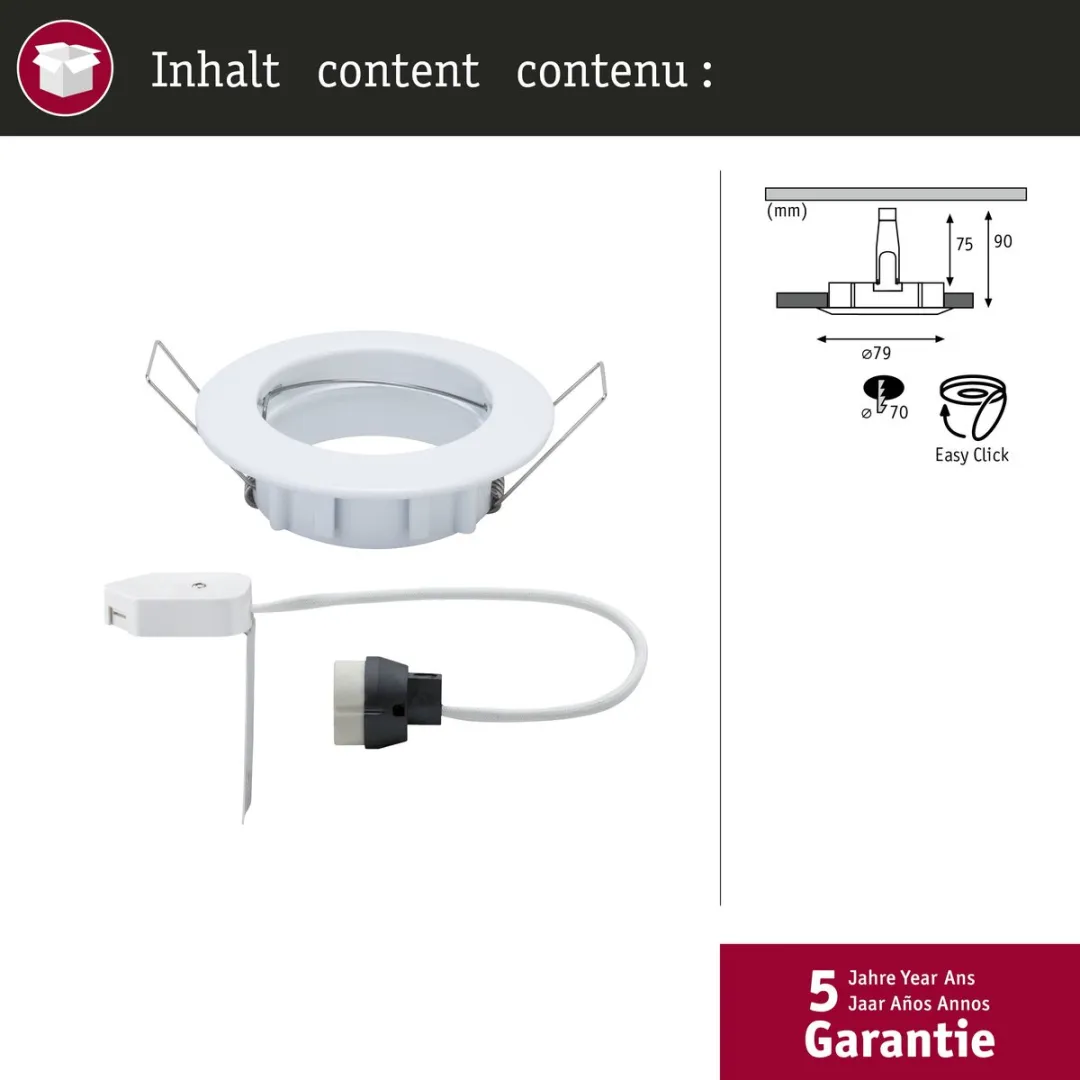 Paulmann Premium LED Inbouwlamp IP44 GU10 50W - Wit