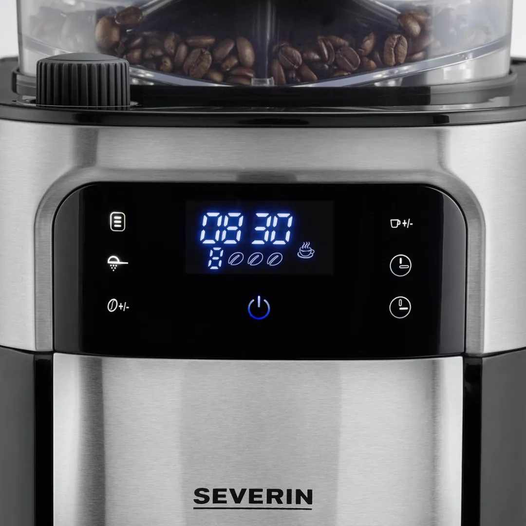 Severin KA 4814 Koffiezetapparaat met Bonenmaler 1L - 8 Kopjes - Zwart/RVS