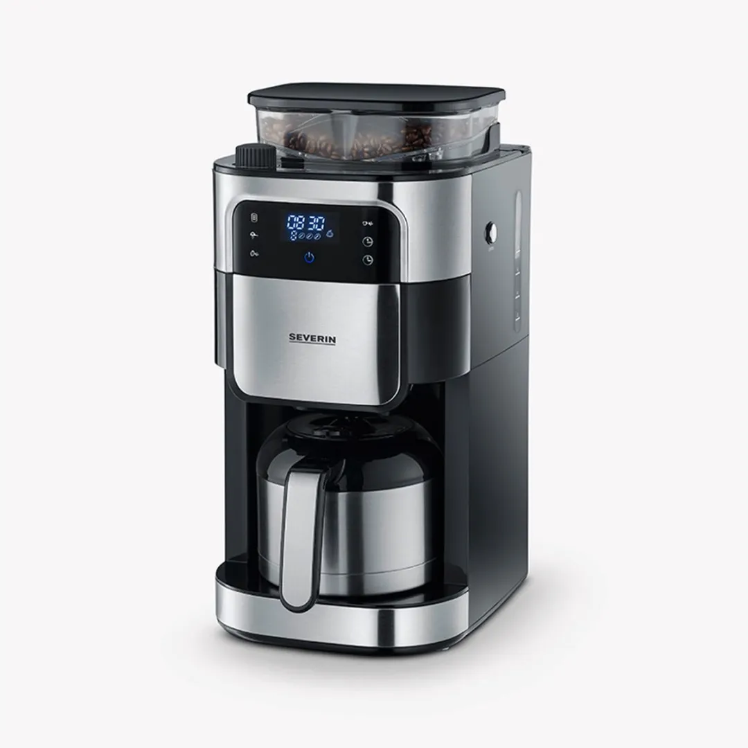 Severin KA 4814 Koffiezetapparaat met Bonenmaler 1L - 8 Kopjes - Zwart/RVS