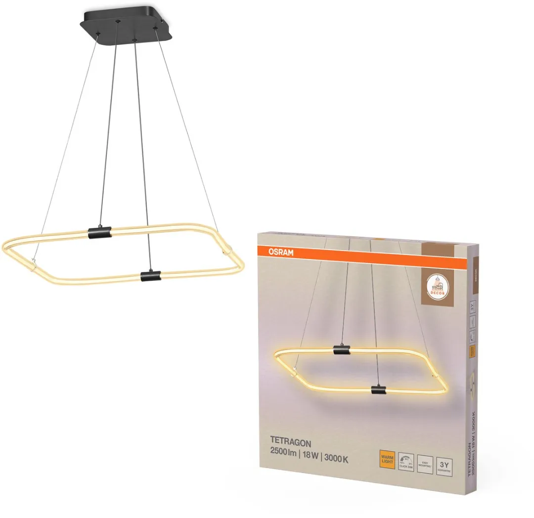 Osram Decor Tetragon LED Hanglamp 18W 2000lm - Donkergrijs