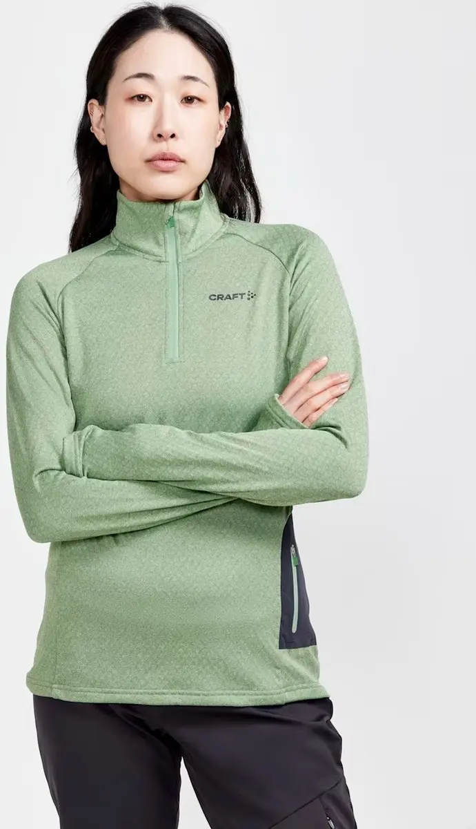 Craft dames-thermoshirt met halve rits en lange mouwen, Core Trim, tussenlaag W