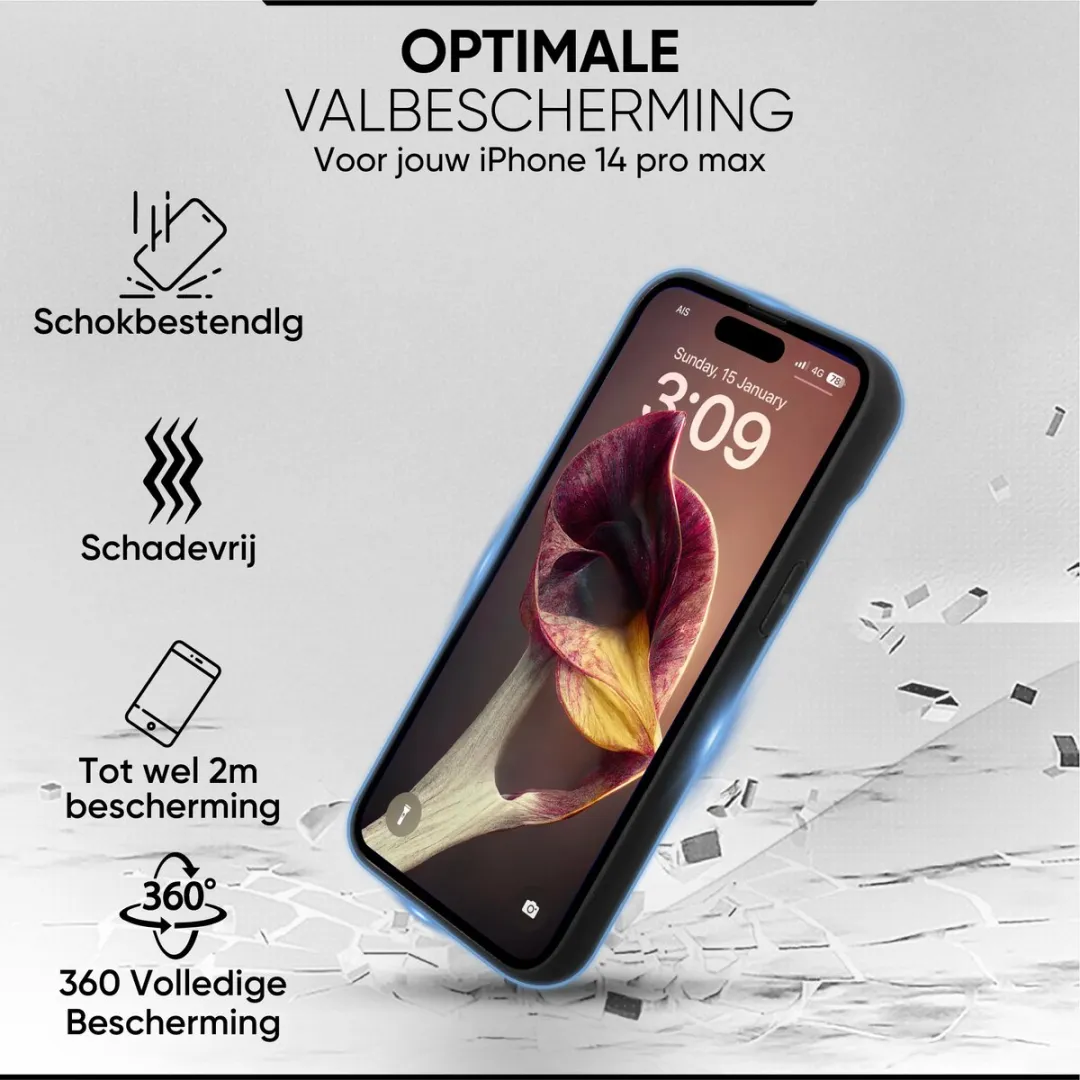 NUVEX iPhone 14 Pro Max Hoesje Zwart - Met Screenprotector