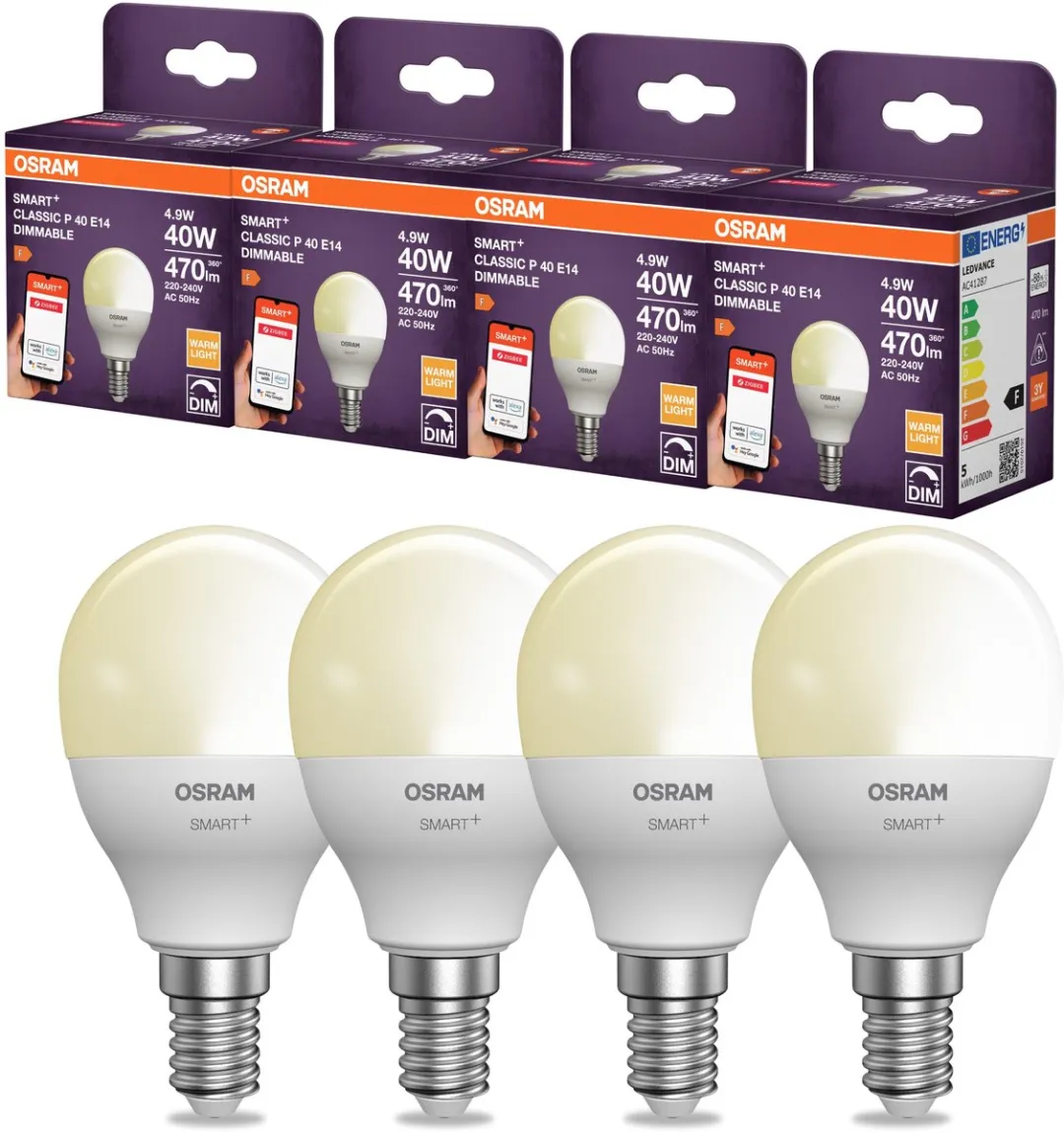 Osram SMART+ ZB P40 D LED-lamp 4,9W E14 - 2700K Wit - afbeelding 3 van 6