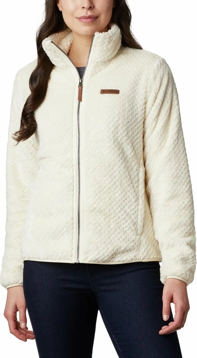 Columbia Fire Side II Vest Dames met Rits - Sherpa Fleece Vest Dames - Outdoorvest - Chalk - Maat L