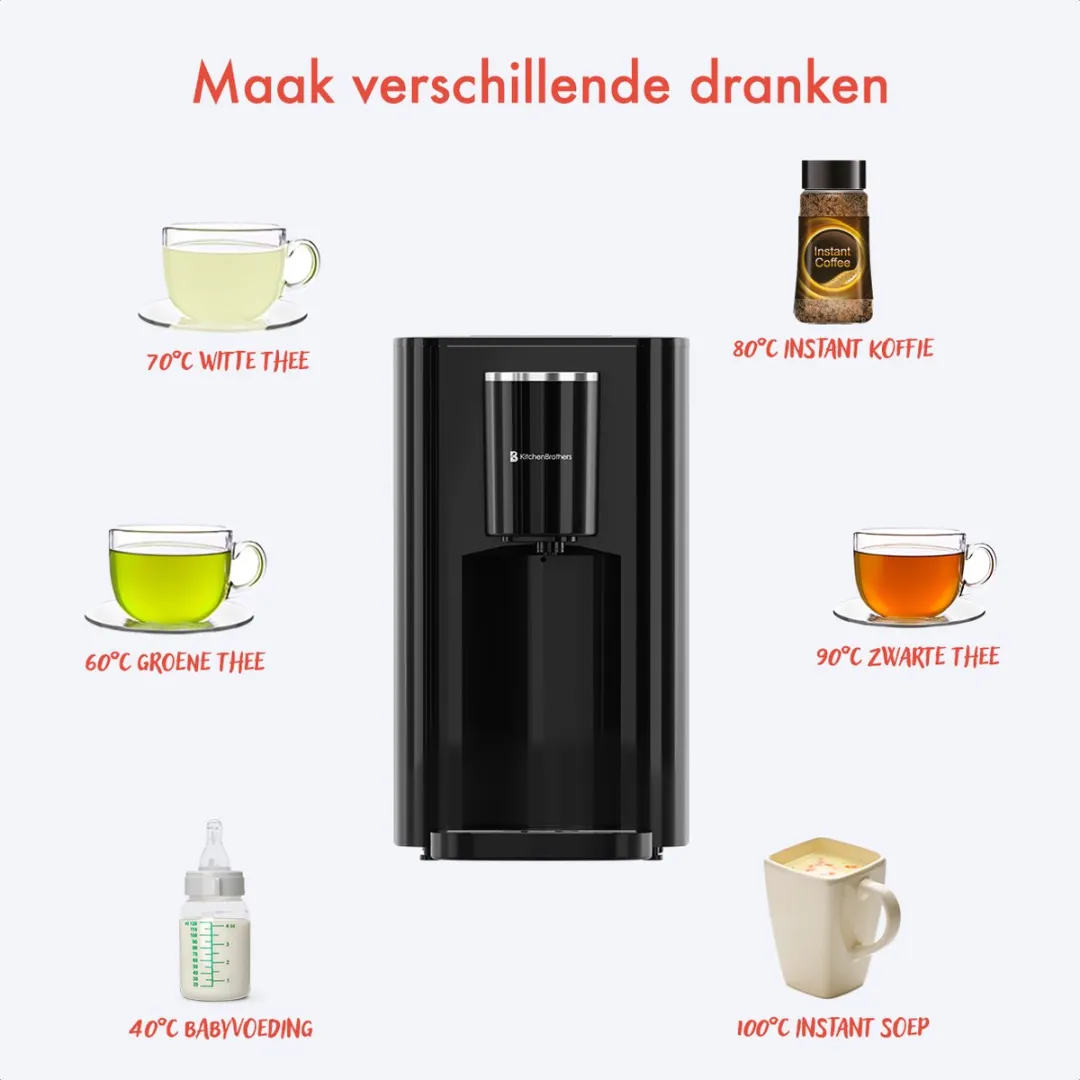 KitchenBrothers KB769 Heetwaterdispenser 2.9L - 5 standen - 2600W - Zwart