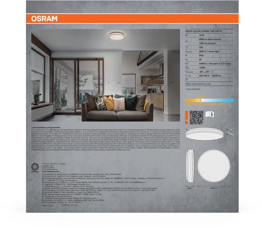 Osram Orbis Caleb LED Plafondlamp 295mm - 16W Warm Wit - Zilver