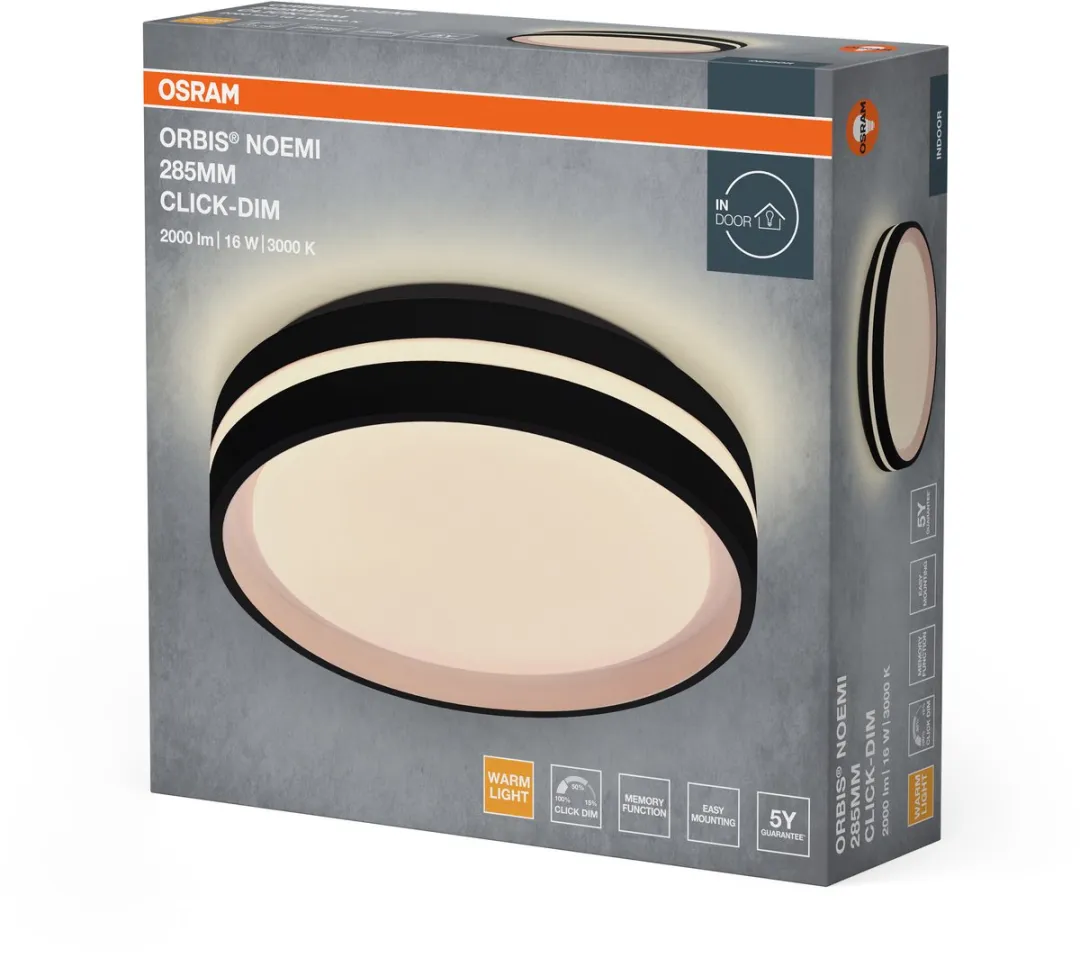 Osram Orbis Noemi LED Plafondlamp 285mm - Zwart 3000K