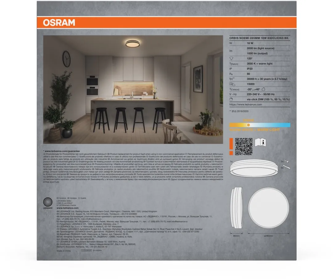 Osram Orbis Noemi LED Plafondlamp 285mm - Zwart 3000K