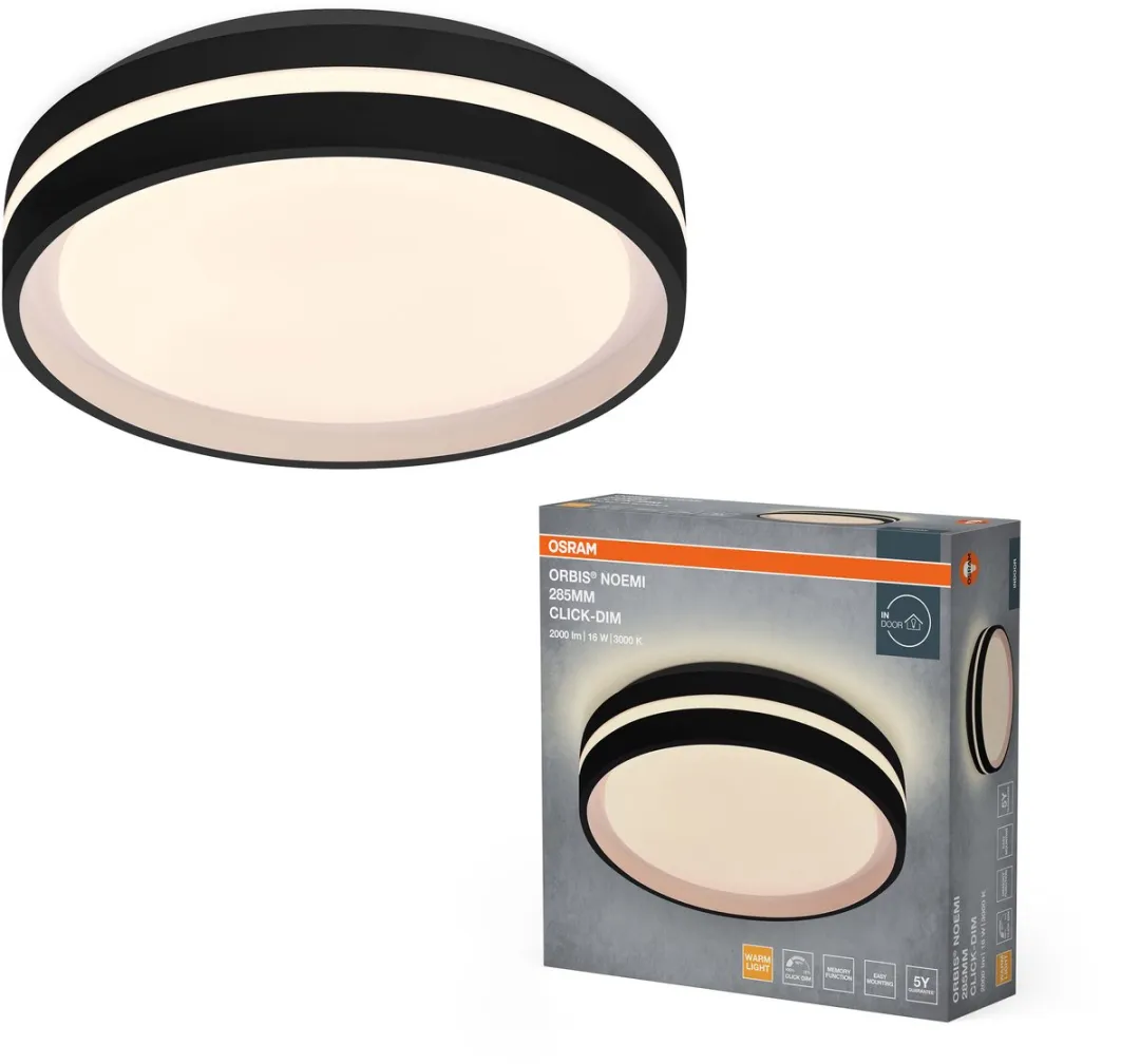 Osram Orbis Noemi LED Plafondlamp 285mm - Zwart 3000K