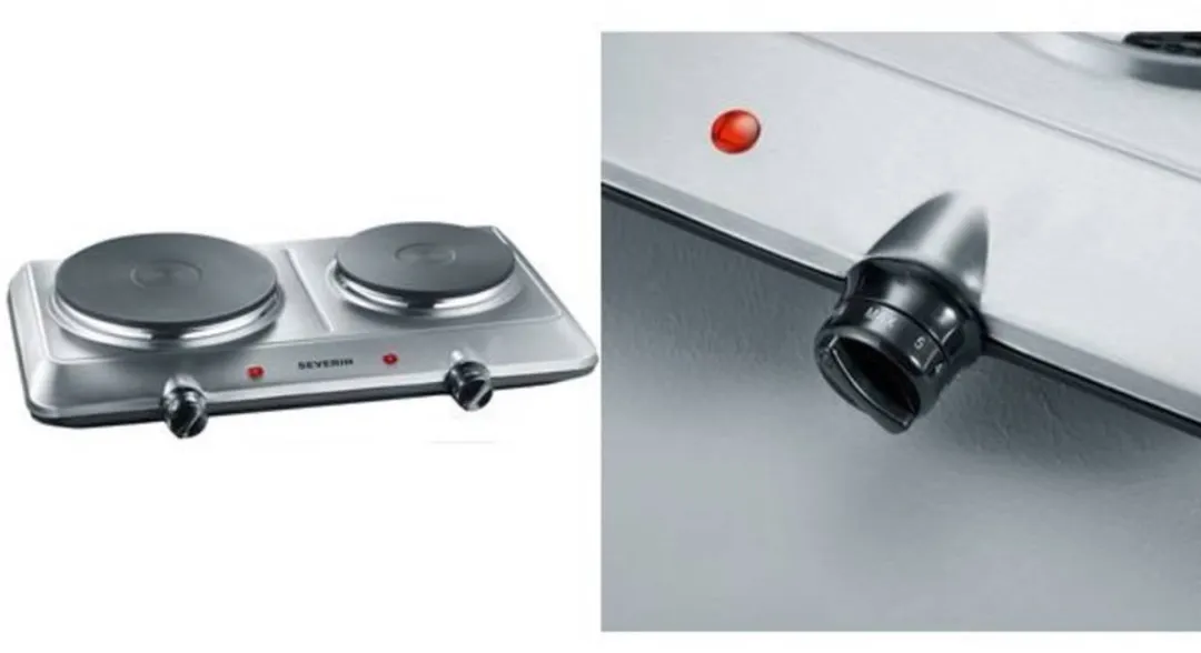 Severin DK 1014 Dubbele Kookplaat RVS - 2 Zones 1000W/1500W