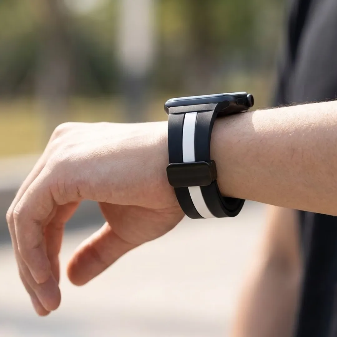 NUVEX Zwart Wit Siliconen Horlogeband 20mm - Samsung Galaxy Watch
