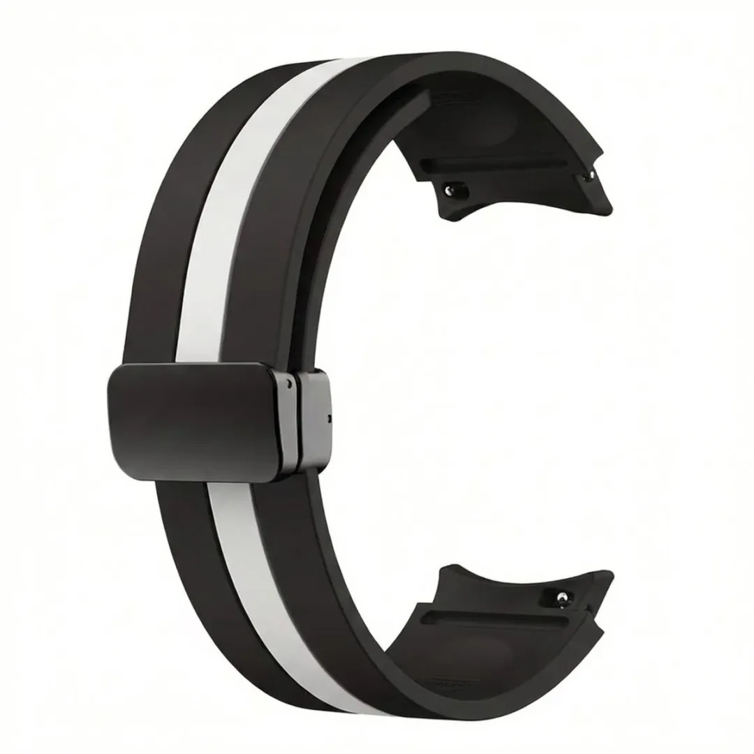 NUVEX Zwart Wit Siliconen Horlogeband 20mm