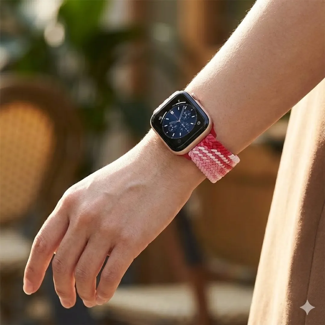 NUVEX Gemengde Kleur Nylon Horlogebandje Apple Watch - One Size - Roze Verloop
