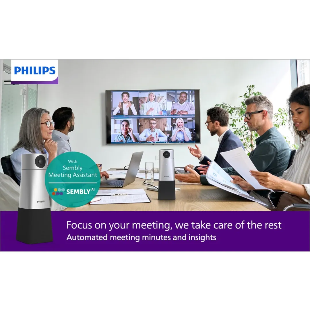 Philips SmartMeeting PSE0550 Conferentieset - 4K Camera & 360° Microfoon - Zwart