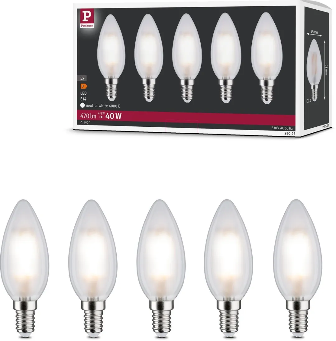 Paulmann Filament LED Kaars E14 5x470lm 24W Mat