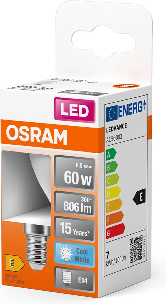 Osram LED Miniball E14 7.5W 4000K Koelwit - Mat - afbeelding 6 van 6