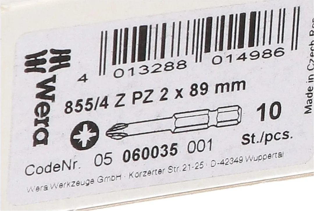 Wera 05060035001 Pozidriv PZ 2 Bit 89mm - Metaal