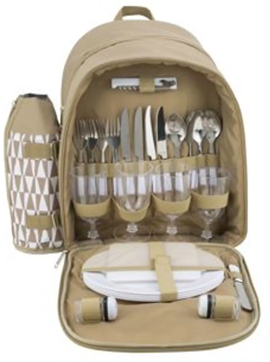Cosy & Trendy Picknickzak 4p-4xbestek-wijnglazen-