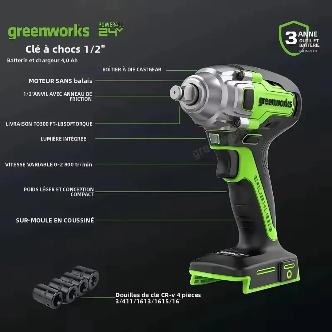 Greenworks HMG405 Accuboormachine 24V - 400 Nm - 2 Snelheden - Incl. Accu & Lader