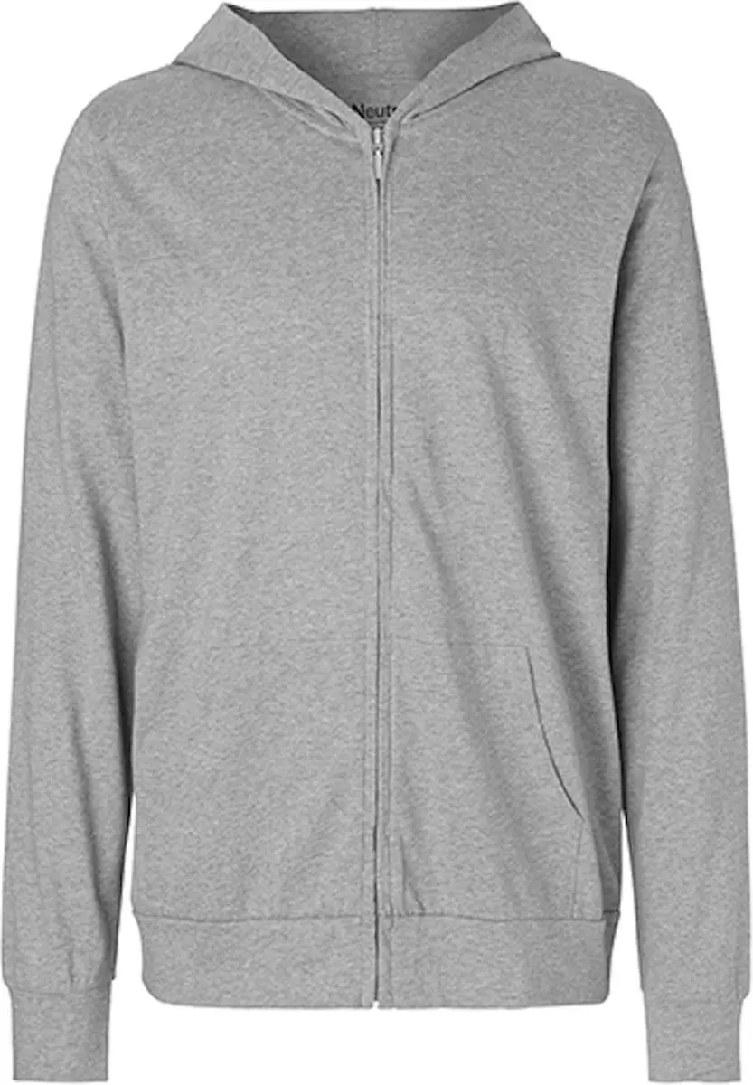 Unisex Jersey Hoodie met capuchon en rits Sport Grey