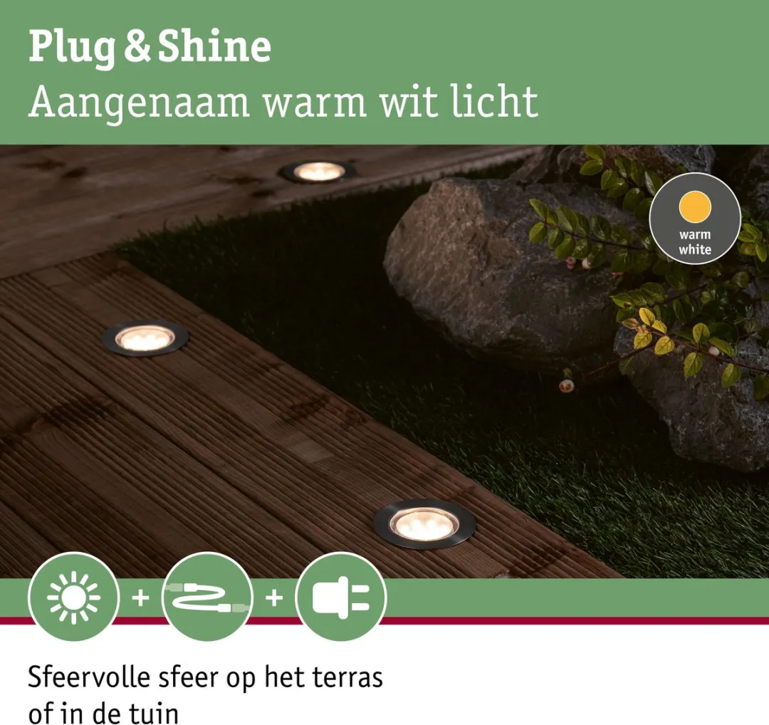 Paulmann Plug & Shine Floor Eco LED Grondinbouwlamp 2W 3000K - Ø7cm Zilver - afbeelding 6 van 6