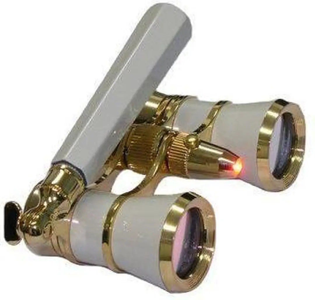 Toneelkijker Broadway 325N wit met handvat en LED-verlichting