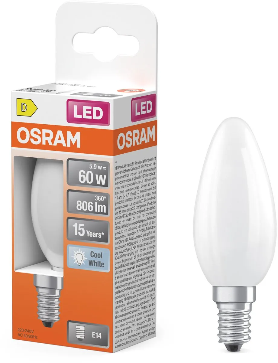 Osram LED Star Classic E14 5,5W 806lm Koelwit - Helder glas - afbeelding 3 van 6