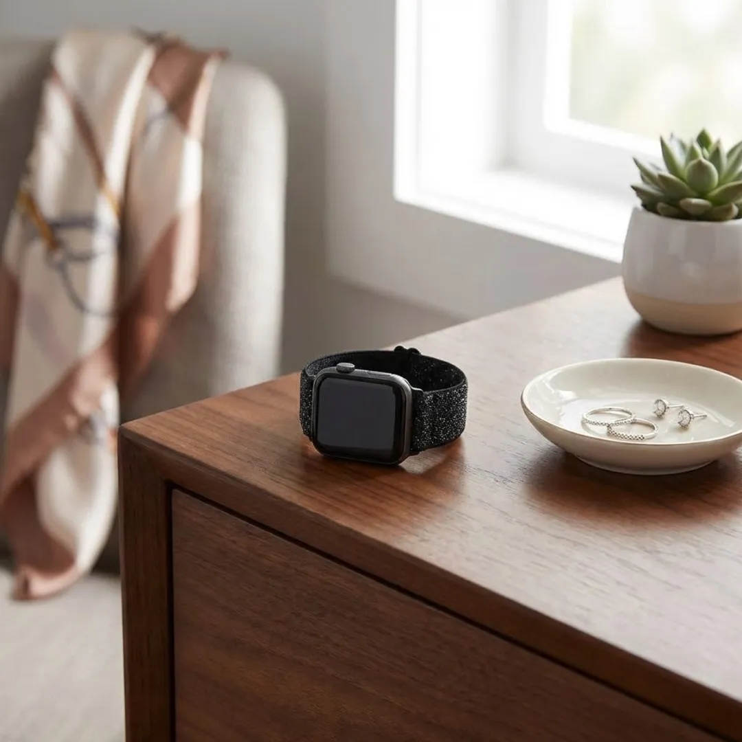 NUVEX Zwart Elastisch Apple Watch Bandje - One Size