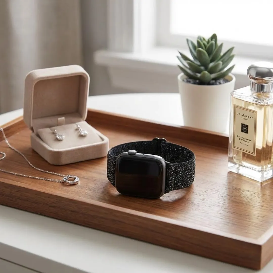 NUVEX Zwart Elastisch Apple Watch Bandje - One Size