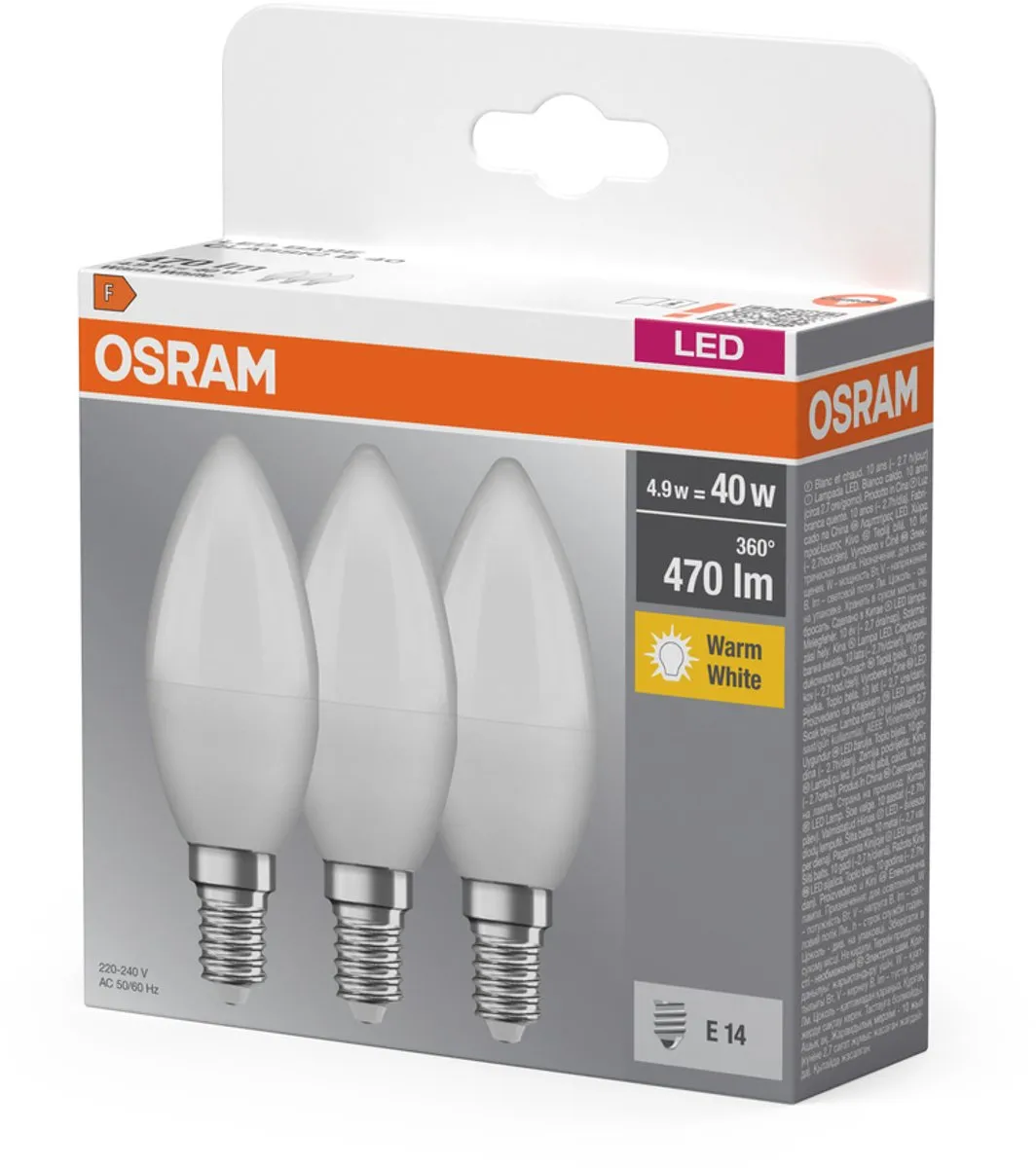 Osram LED-lamp E14 4,9W Warm Wit 2700K - 3 Stuks - afbeelding 5 van 6