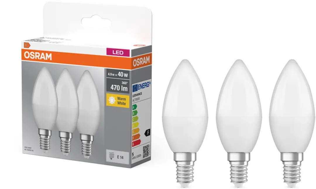 Osram LED-lamp E14 4,9W Warm Wit 2700K - 3 Stuks - afbeelding 3 van 6