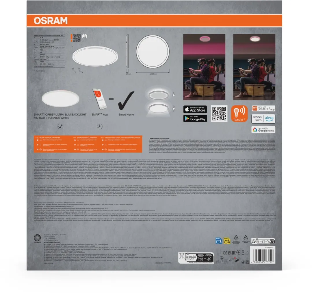 Osram SMART+ WiFi Orbis Ultra 400mm LED Paneel - 25W 2000lm RGBW - Wit - afbeelding 6 van 6