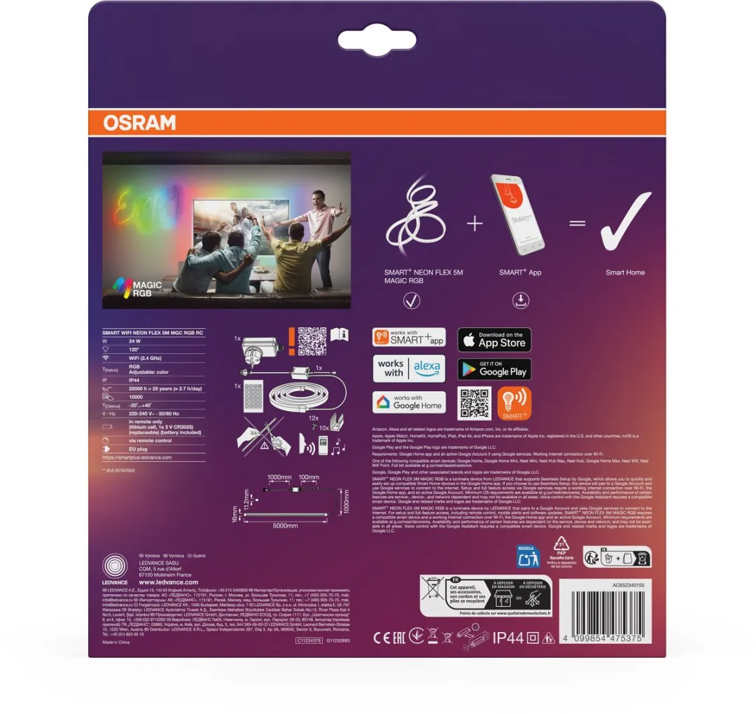 Osram Smart+ Wifi Neon Flex 5M RGB LED-strips - Wit