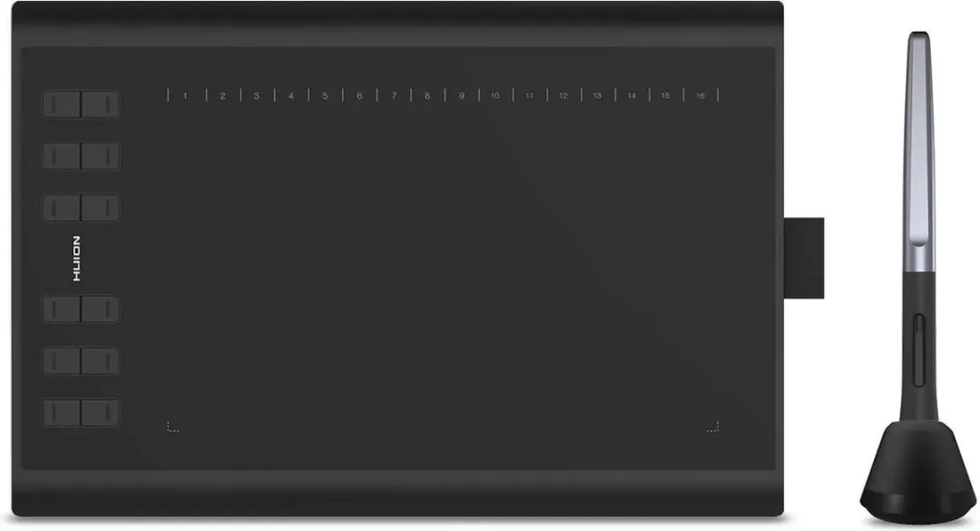 Huion Inspiroy H1060P Tekentablet - Grafische tablet - 5080 LPI - Inclusief penhouder - Zwart