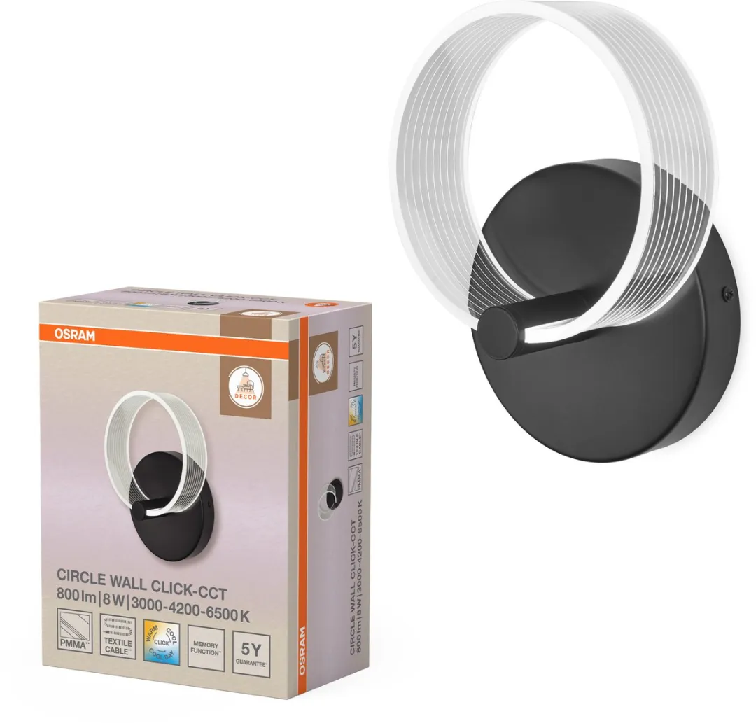 Osram Decor Circle Wandlamp 8W - Zwart