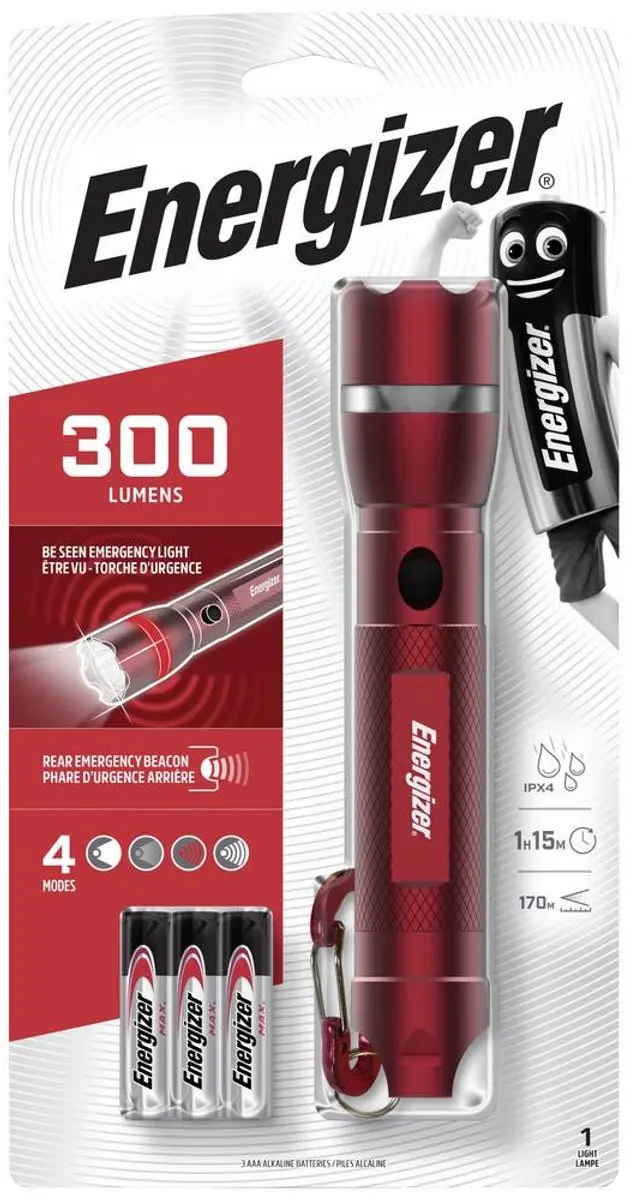 Energizer Emergency Metal E303633401 Zaklamp 300 lm - Rood - afbeelding 3 van 3