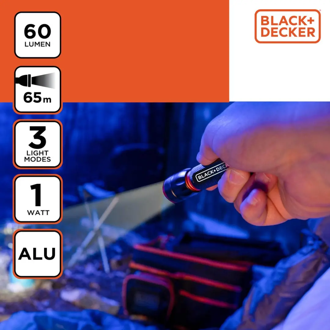 BLACK+DECKER LED Zaklamp 60 Lumen