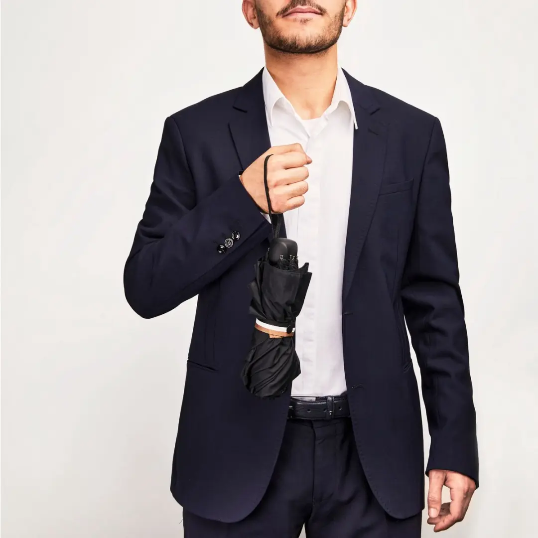 HUGO BOSS Iconic Mini Paraplu - 90cm - Zwart - afbeelding 5 van 6