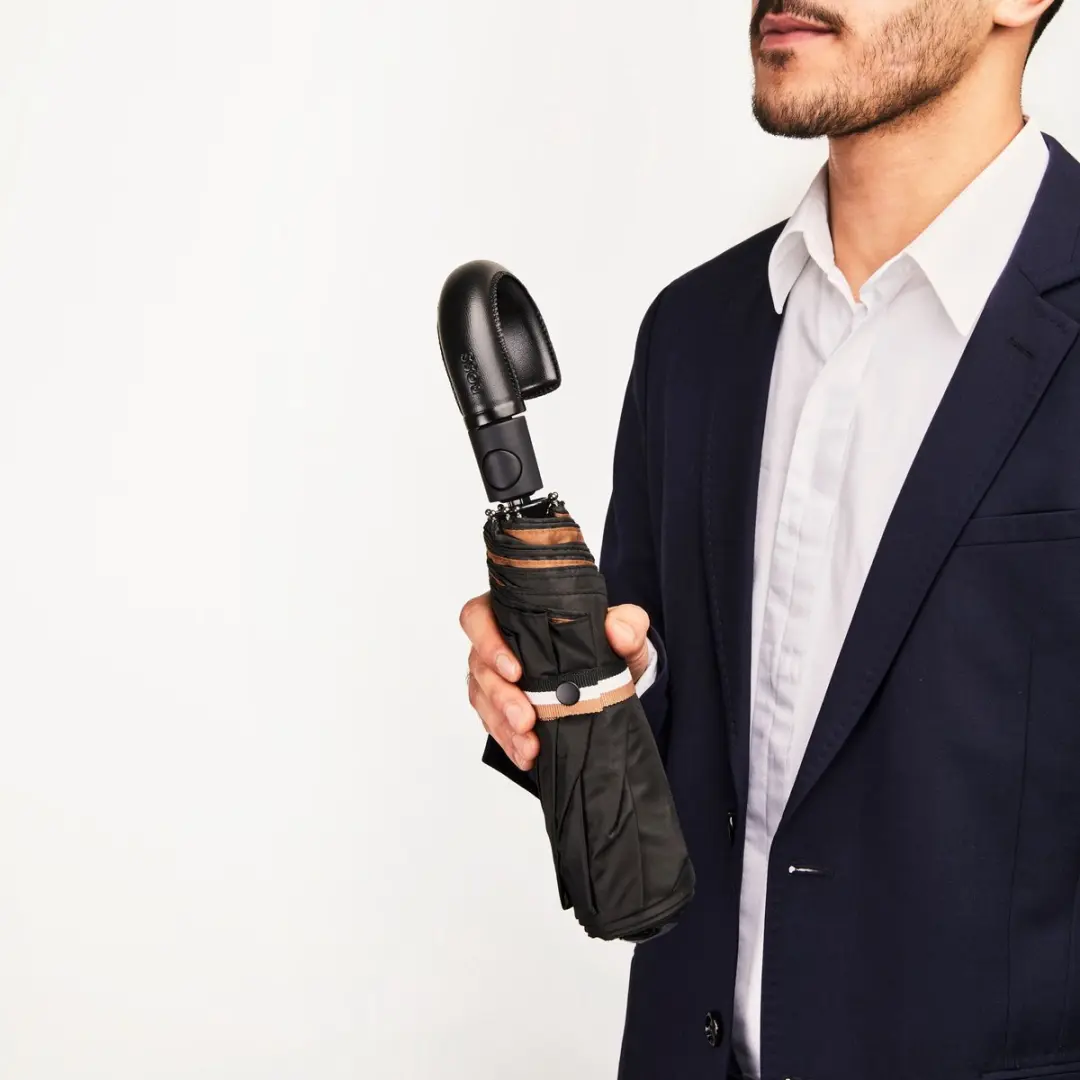 HUGO BOSS Iconic Pocket Paraplu - 95cm - Zwart - afbeelding 4 van 6