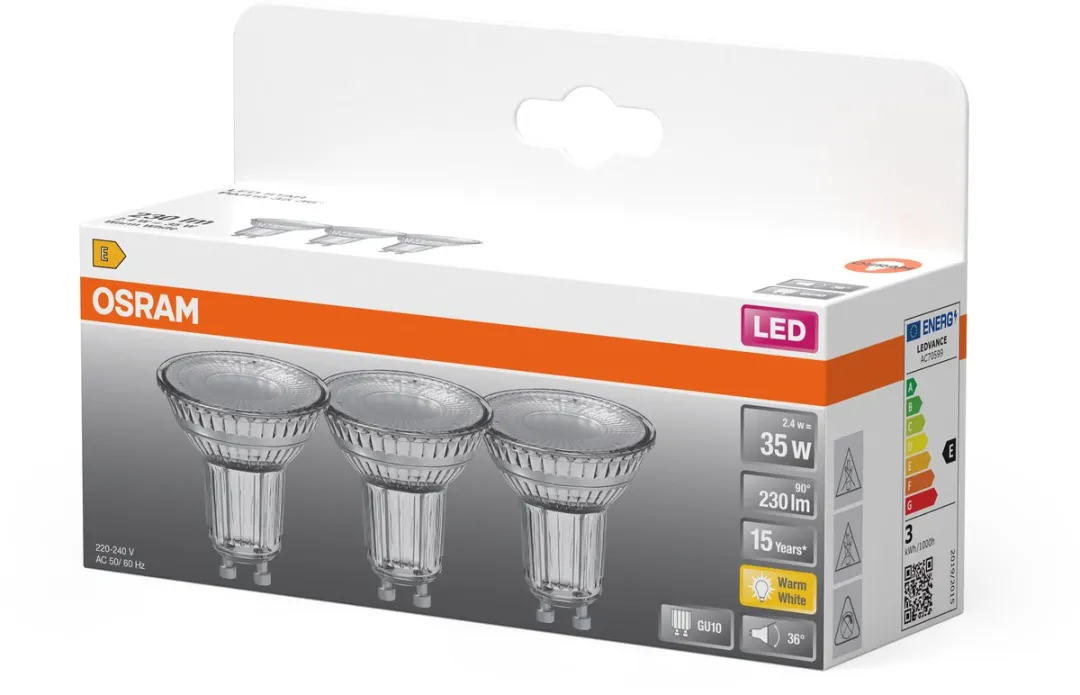 Osram LED Spot Reflector Star PAR16 35 2700K GU10 - 2,4W - 3 Stuks - afbeelding 6 van 6