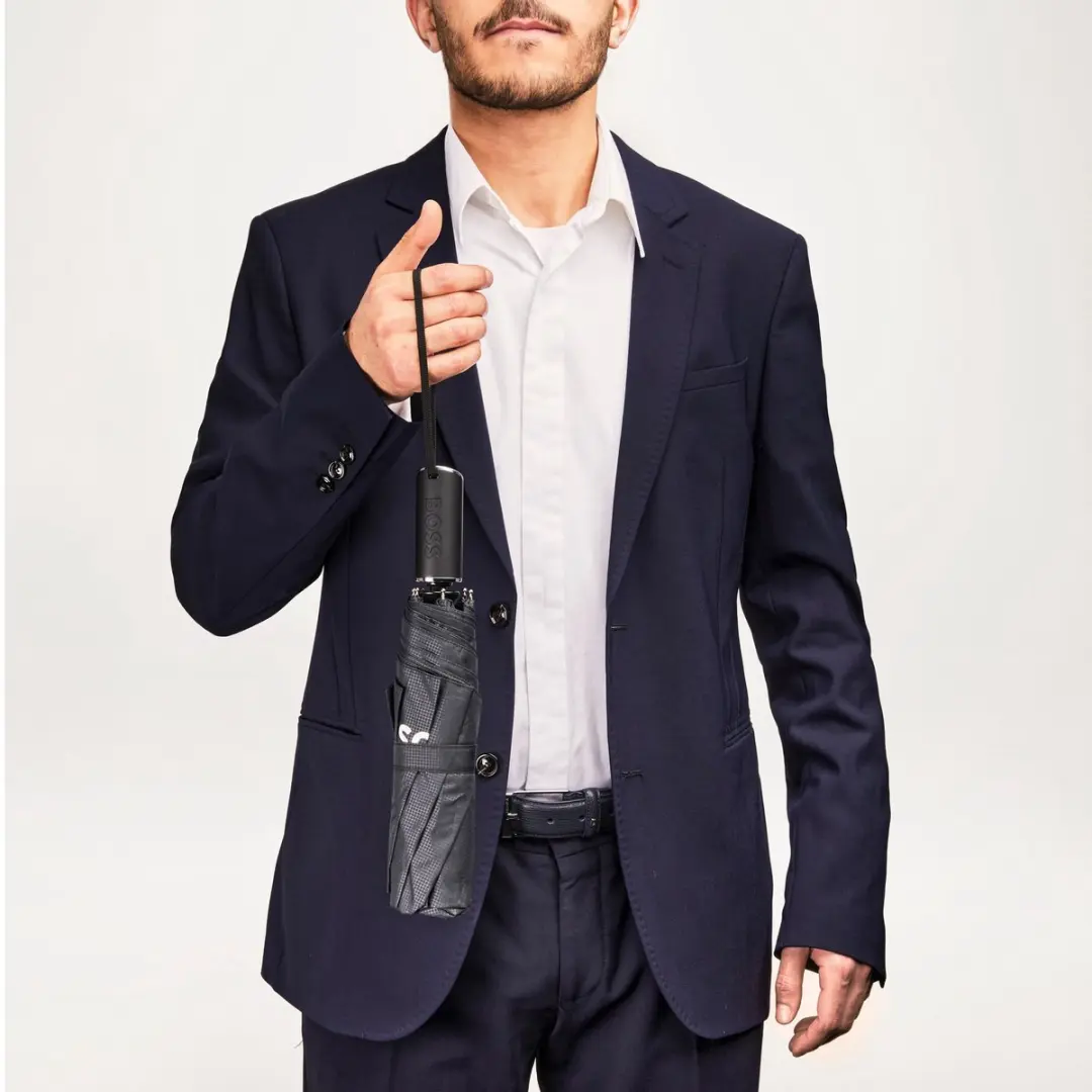 HUGO BOSS Loop Pocket Umbrella Paraplu - 100cm - Zwart - afbeelding 4 van 6