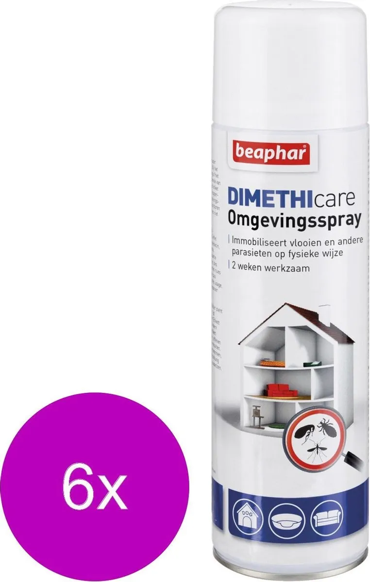 Beaphar Dimethicare Omgevingsspray 6x400ml - Anti vlooien/teken