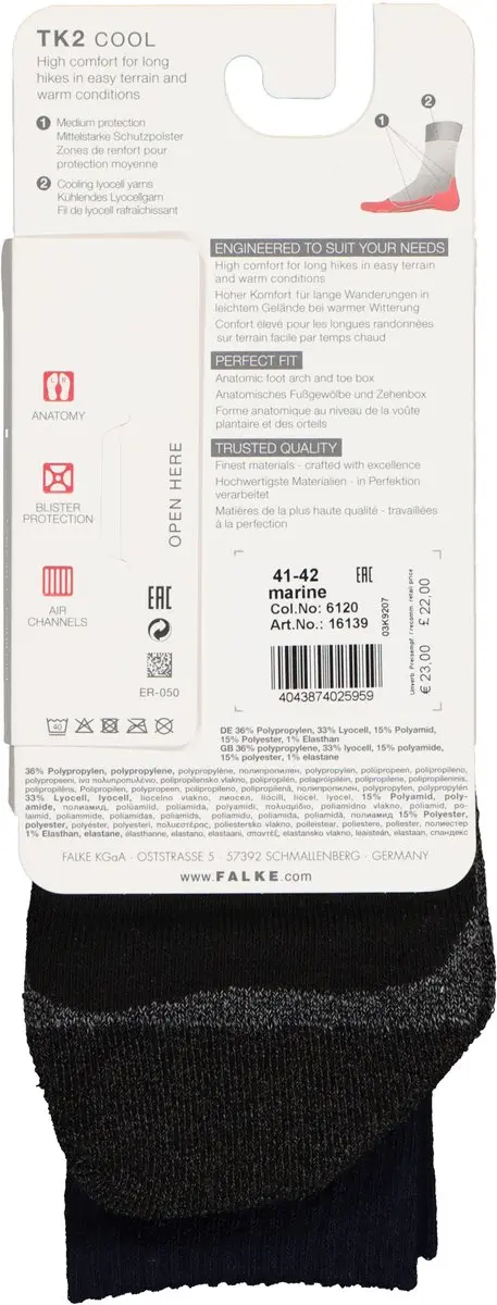 Falke TK2 Cool Wandelsokken Dames - Blauw - 35-36 - afbeelding 2 van 6